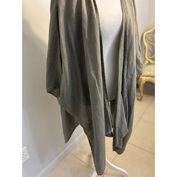 100% Linen Kimono Cardigan Gray Minimalist Oversized Womens Open Front USA OS - Picture 11 of 11